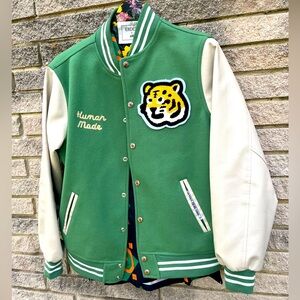 Human Made Varsity Jacket in leather Sz Large letterman humanmade Japan